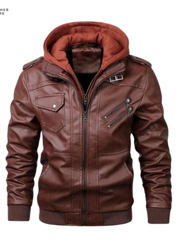 Motorcycle Men’s Plus Size Leather Jacket Casual Windbreaker Wate