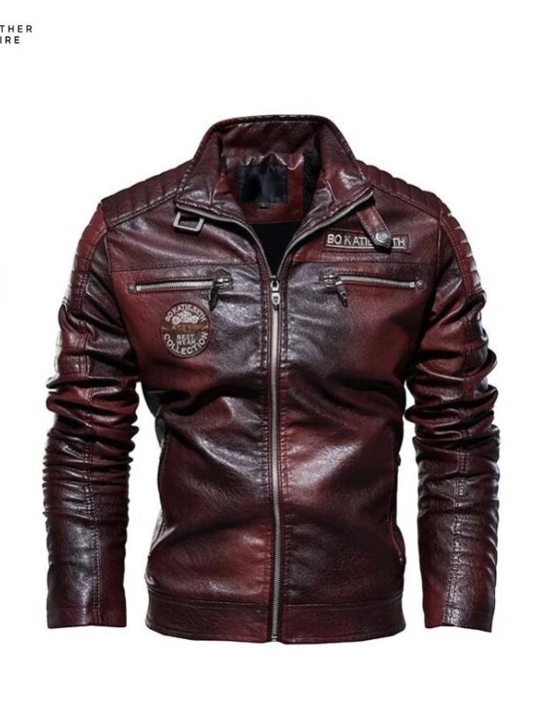 Ropa De Hombre Slim Coat Men’s Winter Fleece Motorcycle Faux Leath