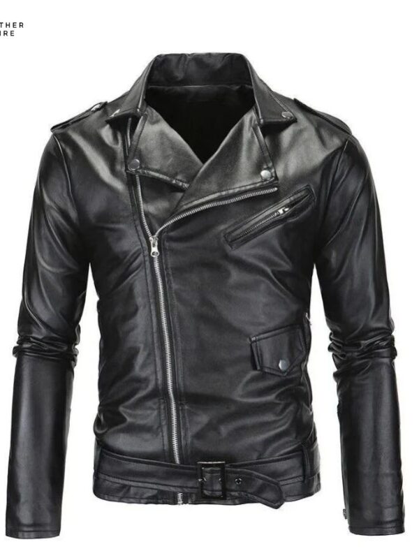 Spring Autumn Plush Men’s Leather Coat New Leisure Fashion, Slimming Motorcycle Wear