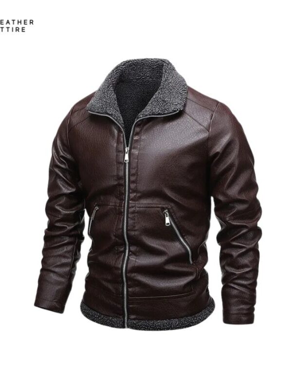 Trendy new winter fur integrated short leather jacket motorcyle