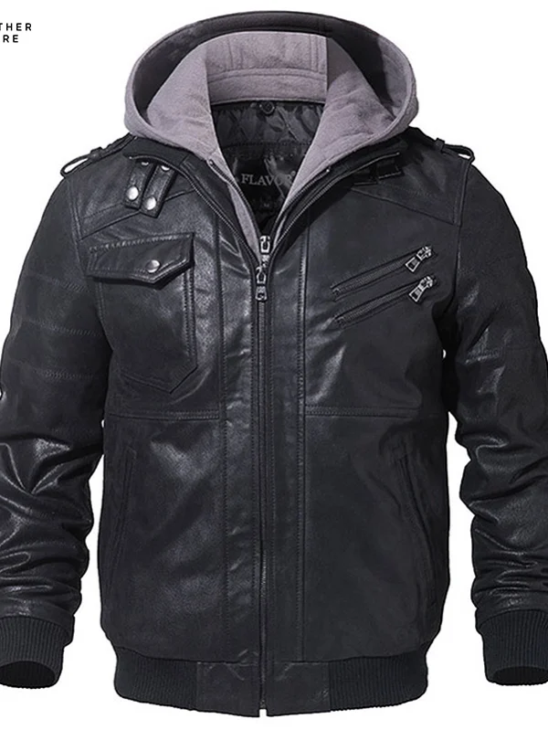 Autum Urban Rider - Winter Fashion Motorcycle Leather Jacket with Slim Fit and Oblique Zipper f