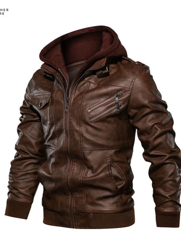 Autumn Casual Motorcycle PU Jacket for Men New Leather Jackets, Biker Leather Coats