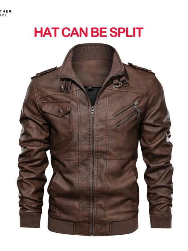 Autumn KB Men’s PU Leather Biker Style Jacket, Casual Motorcycle Coat