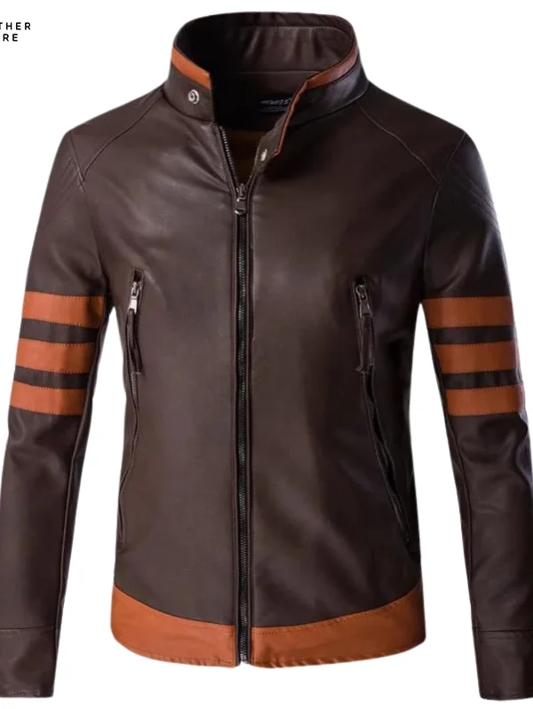 Autumn Men’s Zipper Leather Jacket Wolverine Casual