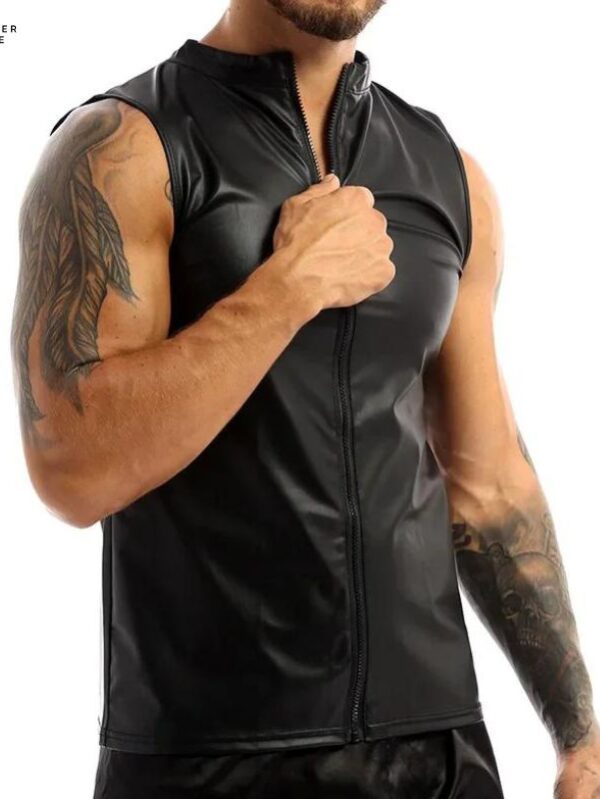 Autumn New Men’s Plus Size Leather Vest Motorcycle Style, Slim Fit