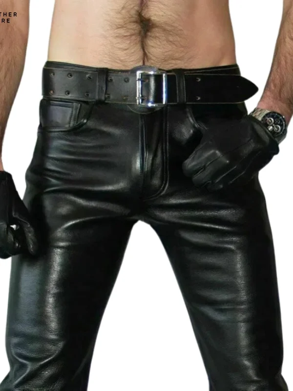 Brand Autumn Men Leather Pants Skinny Fit Elastic Style Fashion PU Leather Trousers Motorcycle Pants