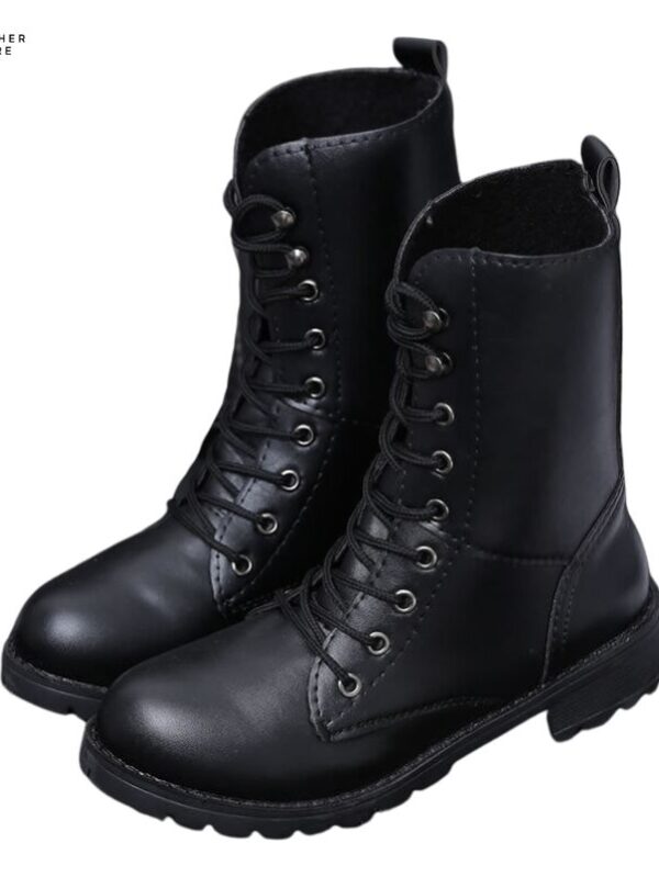 British Martin Military Boots Women’s Leather Motorcycle Style