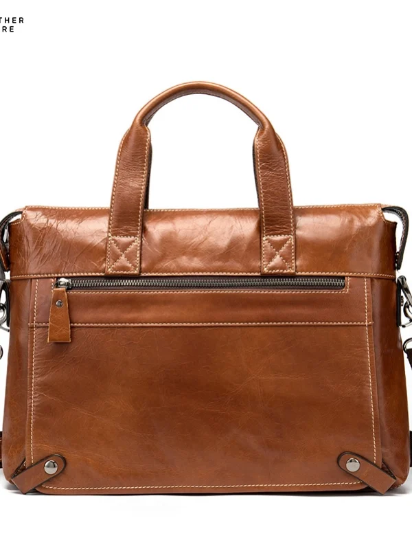 Business-first-layer-leather-briefcase-Coffee