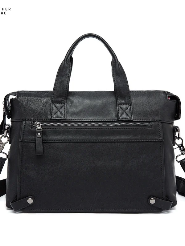 Business-first-layer-leather-briefcase black