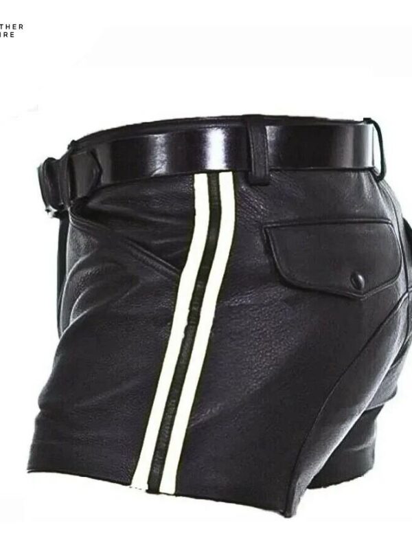 Casual Men’s Short Leather Pants for Summer Fashion Trend Club New Solid Color PU Leather