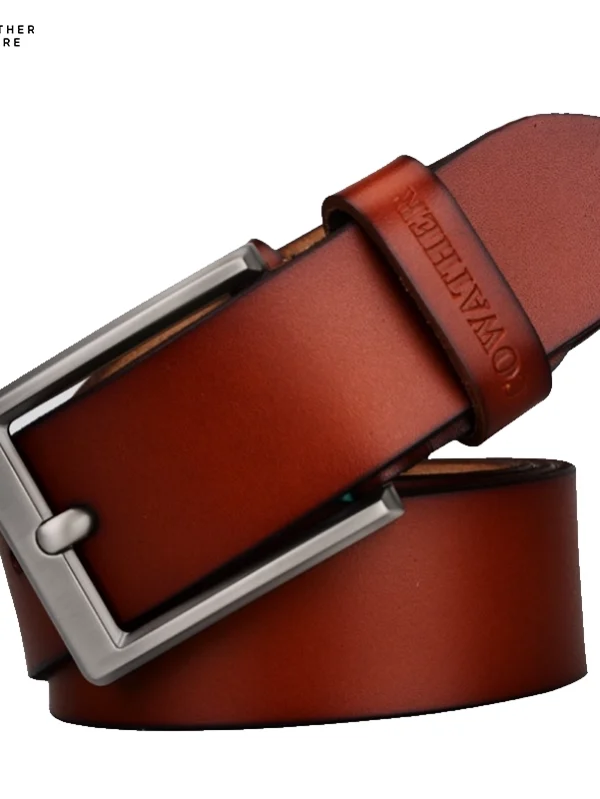 Casual leather wild leather belt fashion business men’s pin buckle belt CF001 Meroon