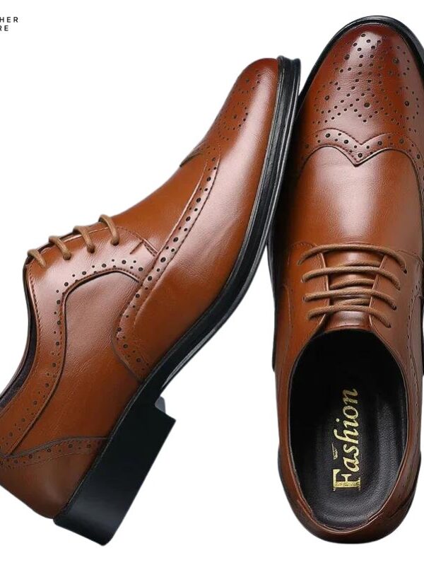 Classic Brogue Dress Shoes Genuine Calfskin Leather Oxford