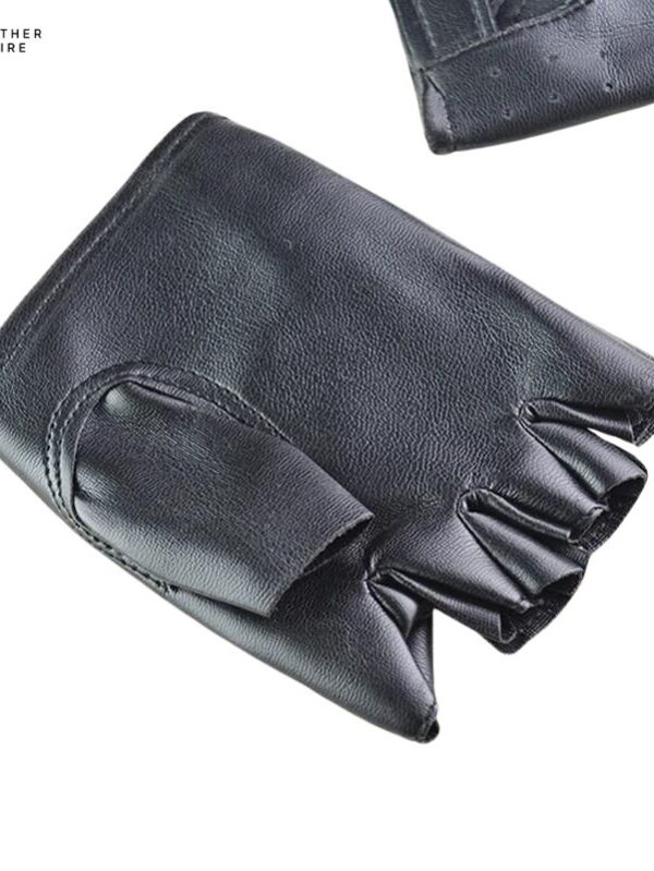 Classic Driving Essentials Black Fingerless Leather Gloves for Men