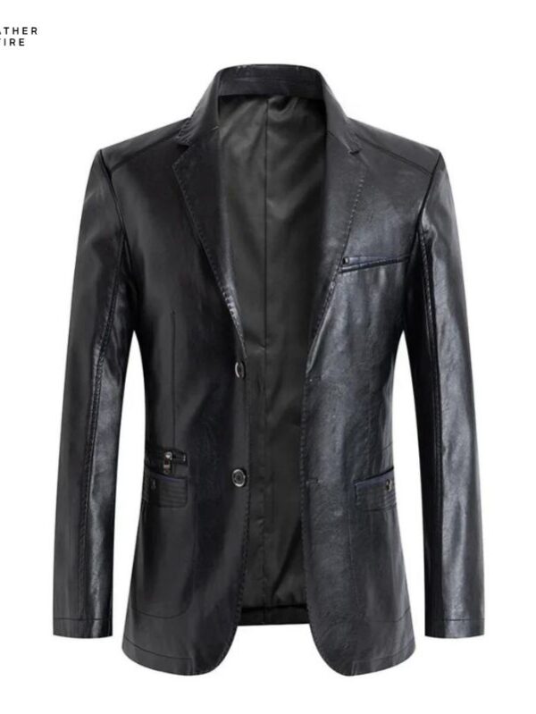 Classic SpringAutumn Fashion Solid Color Leather Jacket for Men