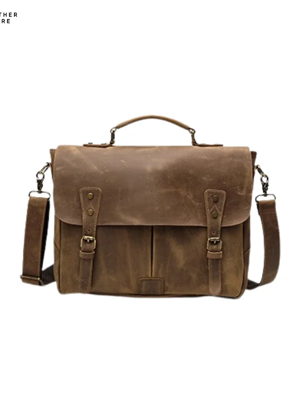 Classic Style - Leather Portable Men’s Satchel Briefcase