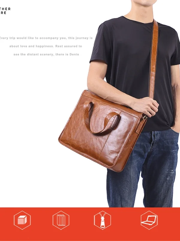 Classic Versatility - Men’s Leather High Hand Briefcase Satchel for Everyday Use