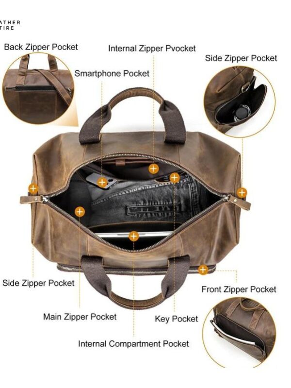 Contacts-Mens-Waterproof-Leather-Duffle-Bag-Gym-Sports-Travel-Hand-Luggage