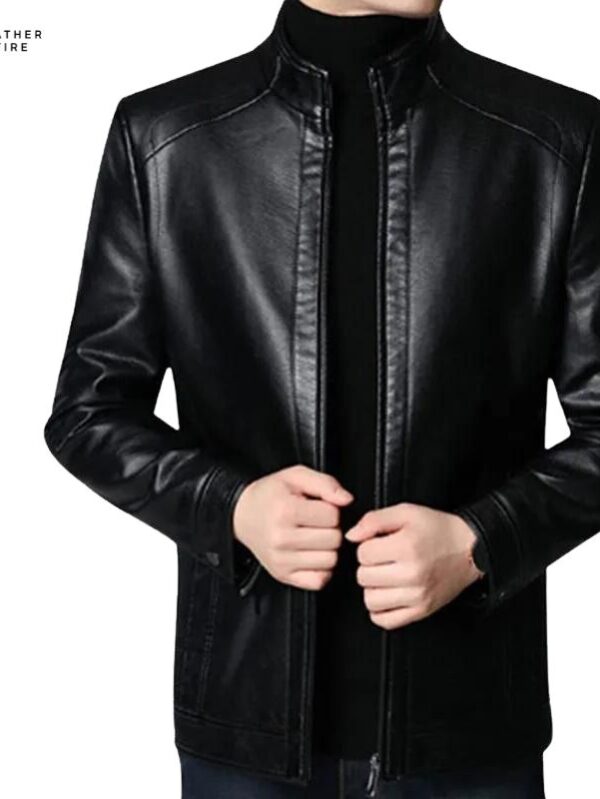 Crocodile Brand Vintage Leather Jacket for Streetwear Casual Bla