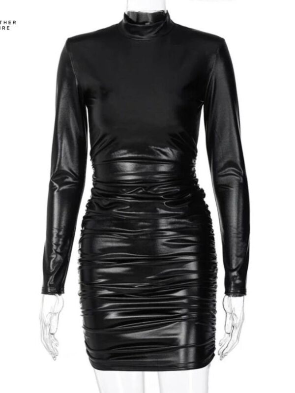 Elegant-Sexy-Hugcitar-PU-Leather-Bodycon-Mini-Dress-Womens-Fal