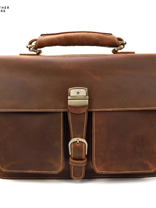 Executive Style - Men's Big Crazy Horse Leather Briefcase Bag