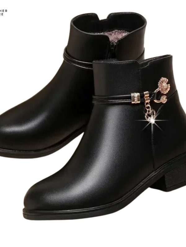 Fashionable Leather Ankle Boots for Women New Winter Styles