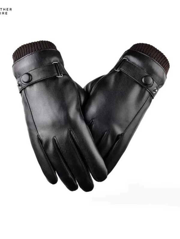 Fashionable Thin PU Leather Gloves for Men in Winter