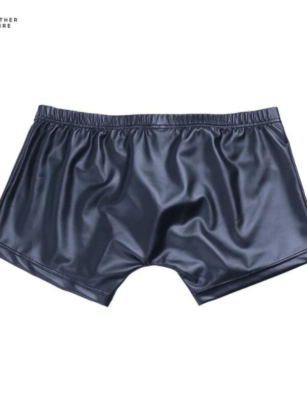 Faux Leather Shorts for Men Sexy Underpants with Bulge Pouch, Press