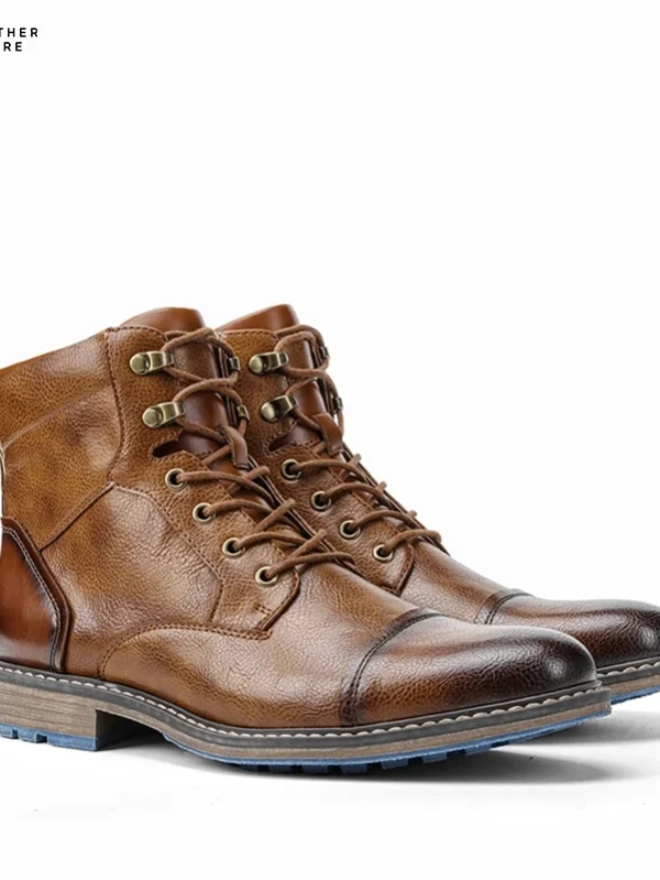 Footwear Revival Retro-Inspired Men’s Leather Boots Tailored for Spring Comfort