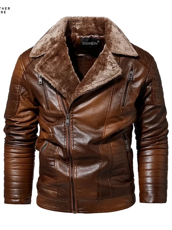 GLACIERBREAKER Leather Jacket Men Winter Fleece Motorcycle Pu Leahter Jacket Male Sta