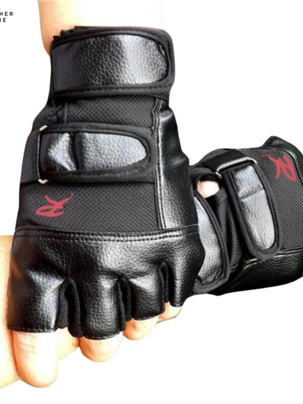 Gym Performance Men’s Half Finger Leather Fitness Gloves for Training