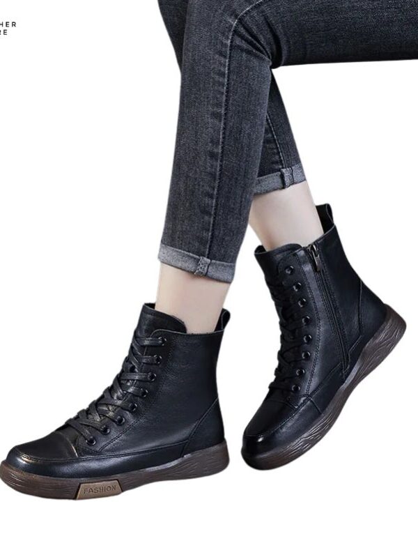 Handmade Retro Street Style Ankle Boots DRKANOL Women’s Leather