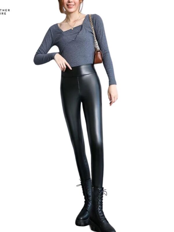 High Waist Winter Spring Faux Leather Leggings for Women