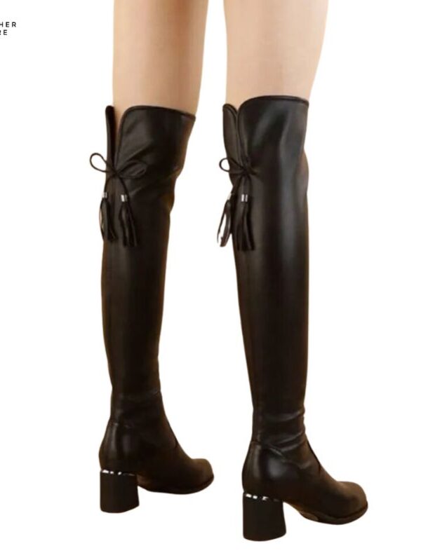 Knight Style Women’s Leather Elastic Boots with Plush Lining