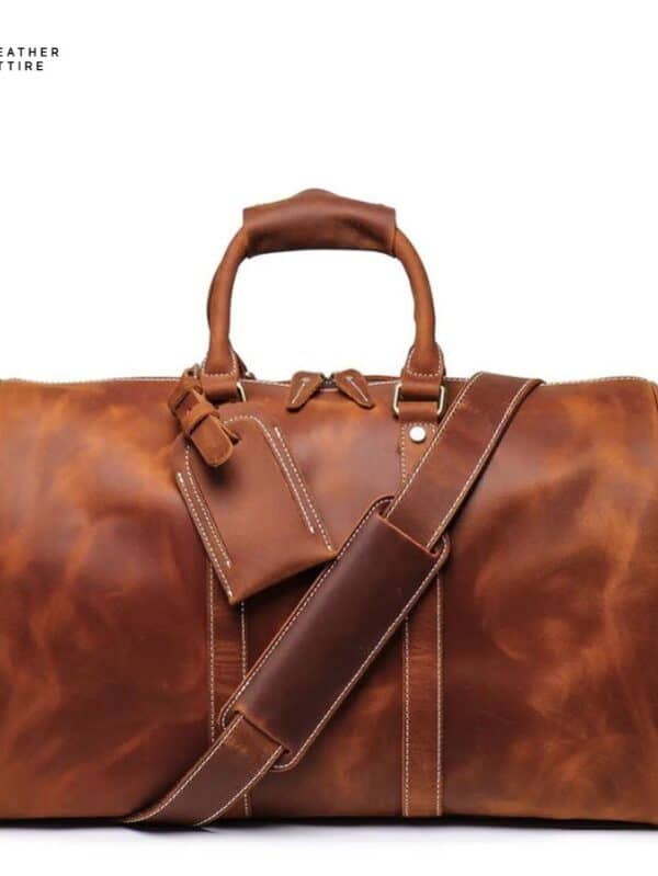 Large Capacity Luxury Travel Bag in Cowhide Leather