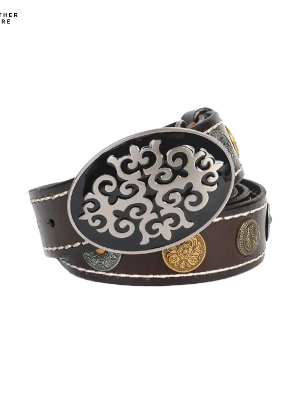 Leather Belt With Smooth Buckle For Men’s Belt Brown