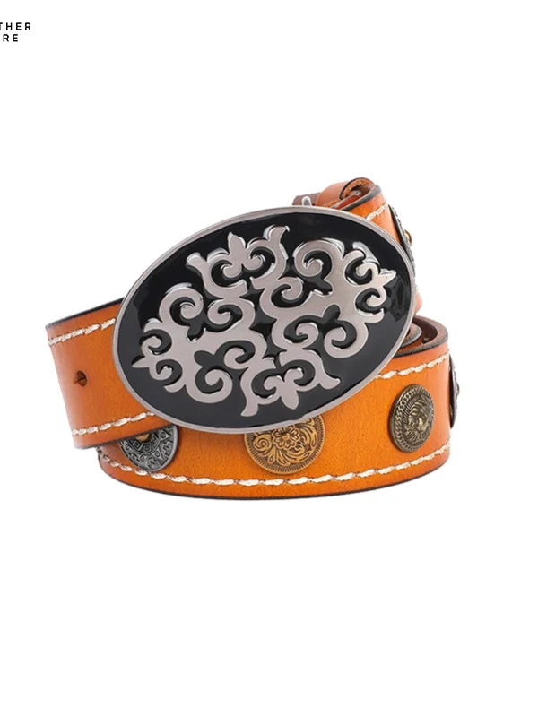 Leather Belt With Smooth Buckle For Men’s Belt Coffee