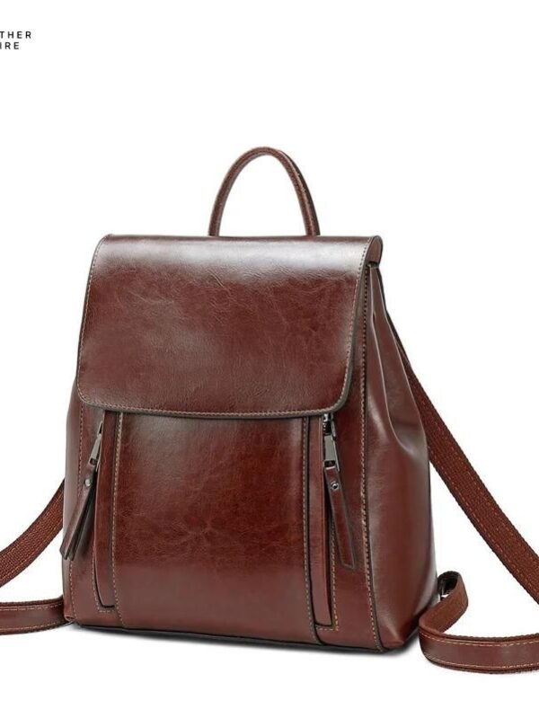 Leather Messenger Rucksack for Female Students