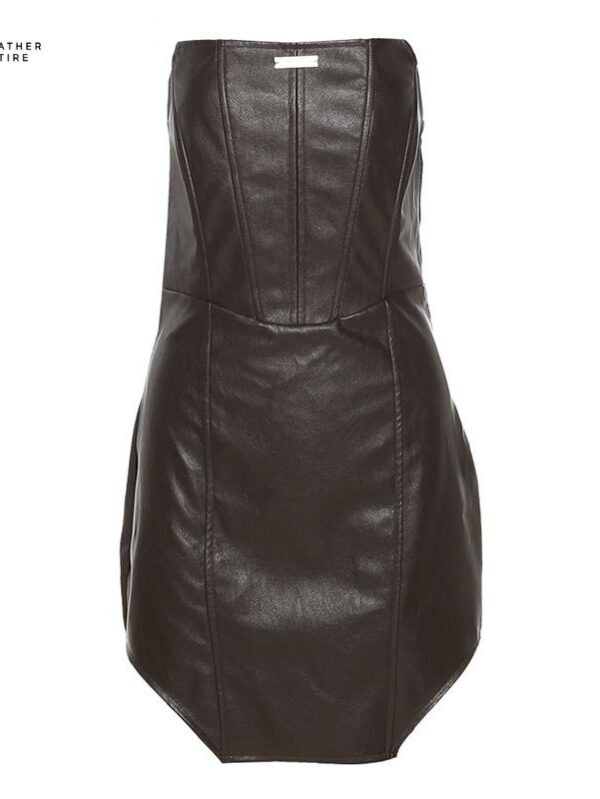 Leather-Tube-Top-Dress-Sexy-Street-Fashion-Suit-for-Women