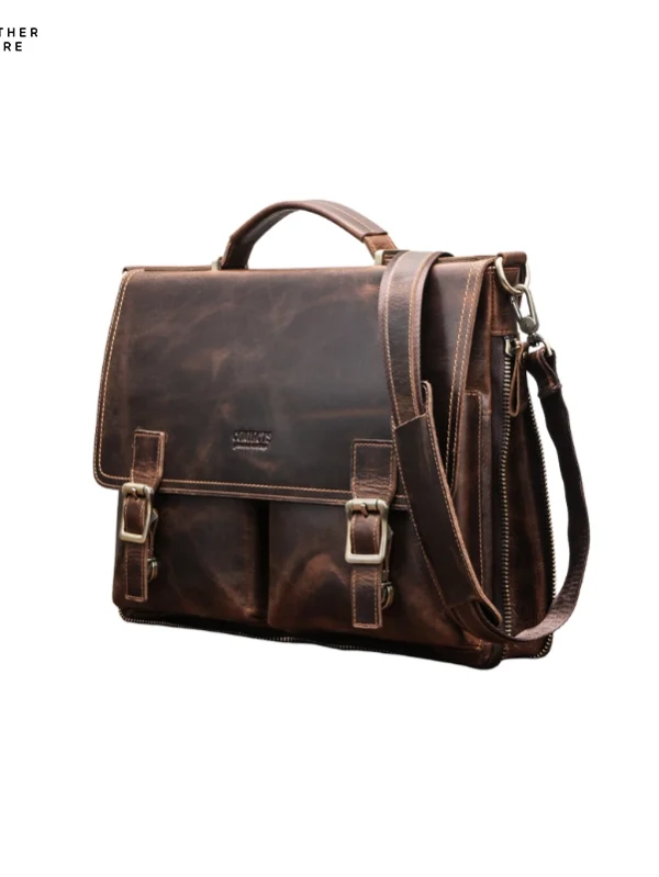 Leather mens business Contacts Crazy Horse Briefcase.