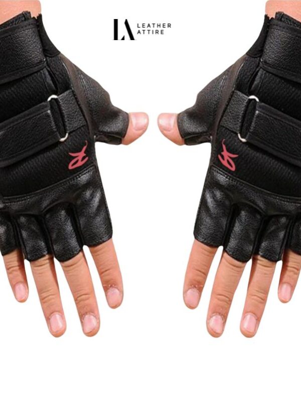 Men’s Half Finger Leather Gym Gloves for Exercise Training