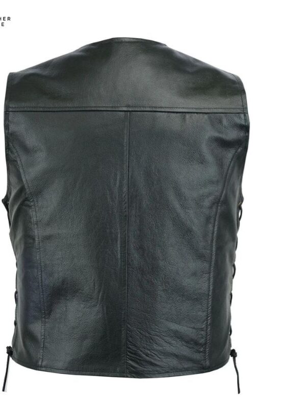 Men’s Solid Fleet Leather Punk Fashion Motorcycle Vest