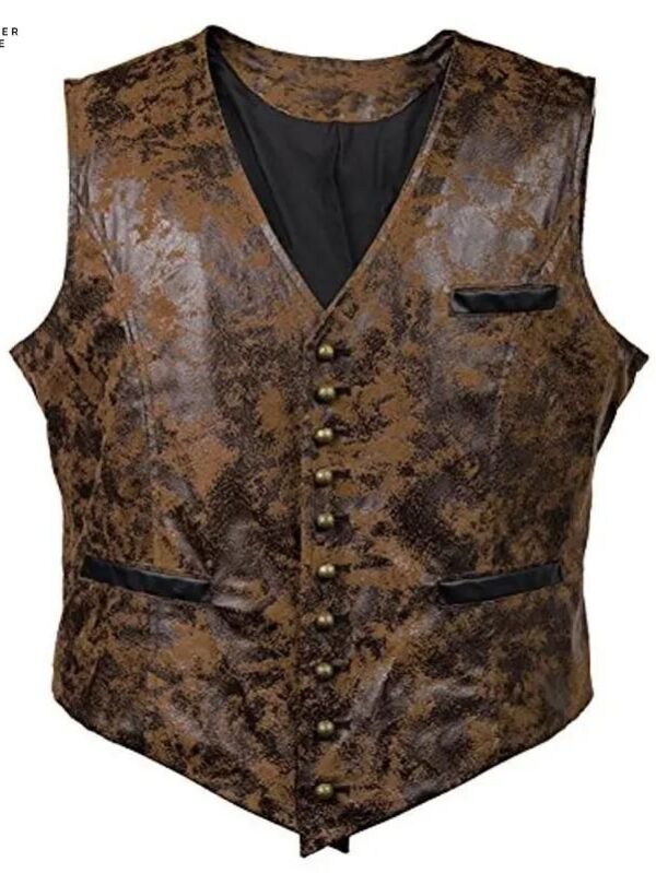 Men’s Vintage Western Cowboy Regular Fit Suede Leather Waistcoat