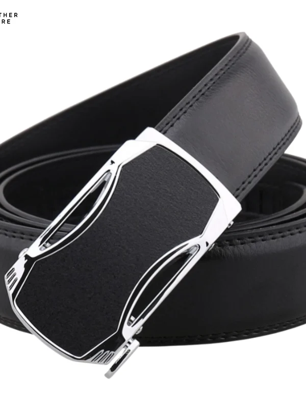 Men’s belt leather automatic buckle leather belt Rectangular shape with rounded corners overview