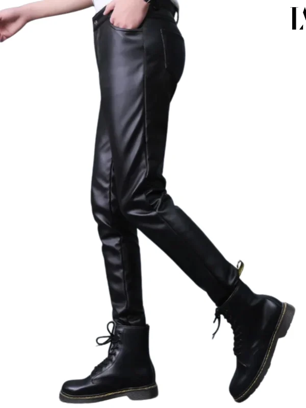 Modern Edge Slim Fit PU Leather Pants for Men with a Touch of Sophistication