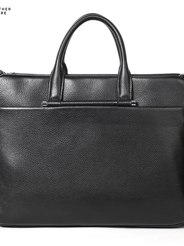 Modern Executive Black Leather Briefcase with Removable Shoulder Strap