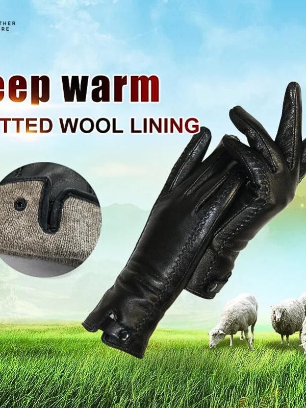 New High-Quality Mittens Genuine Leather with Rabbit Fur Lining