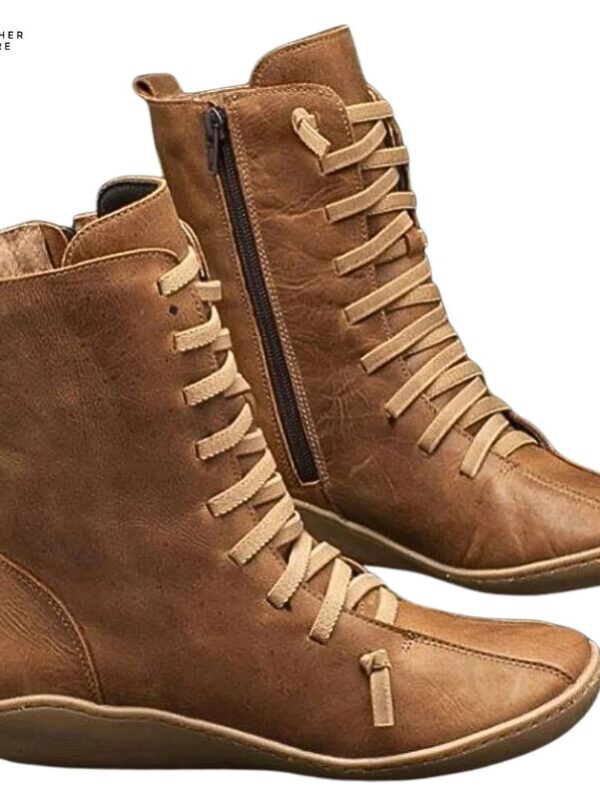 New Quality Handmade Flat Work Boots Women’s Natural Leather