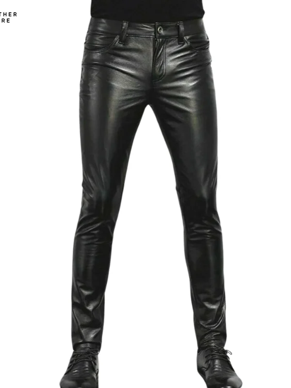 Rock the Night Fashionable Men’s PU Leather Pants for Night Club Dance Scenes