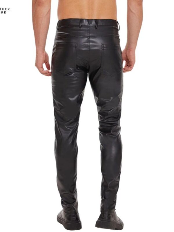 Sexy Zipper Open Crotch Shiny Leather Leggings Men’s High Elastic