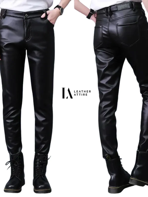 Sleek Style Men’s Slim PU Leather Pants for a Contemporary Look